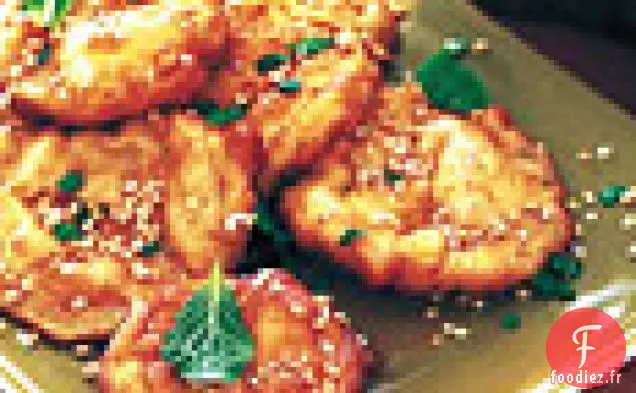 Aubergines Frites au Miel, à la Menthe et aux Graines de Sésame