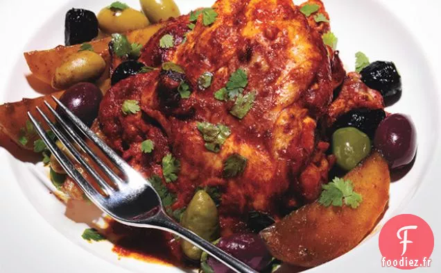 Cuisses de Poulet au Chili et aux Agrumes Rôties avec Olives et Pommes de Terre Mélangées