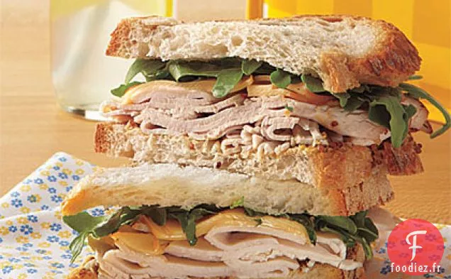 Sandwichs au Gouda Fumé, Dinde et Roquette