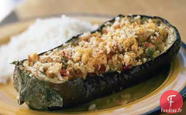 Aubergines Cuites au Four avec Farce au Fromage Salé