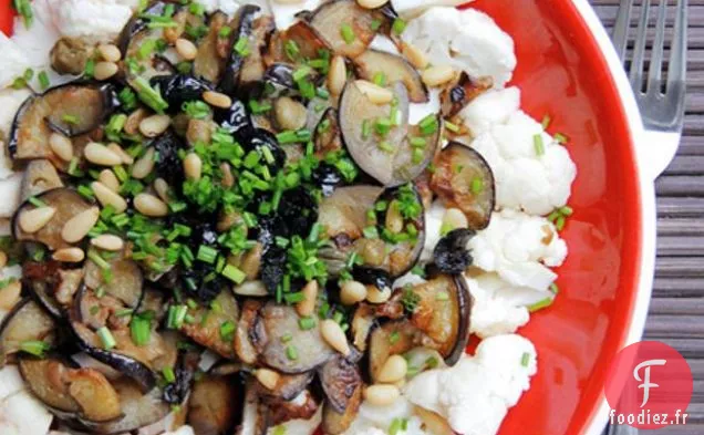 Chou-Fleur, Aubergine Frite Et Olives Noires