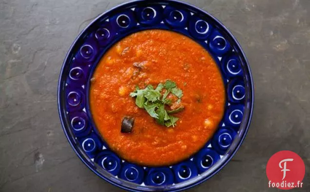 Soupe D'Aubergines Rôties Et De Tomates