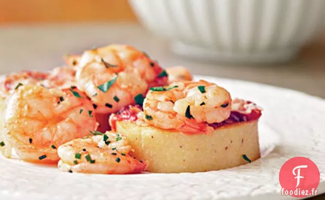 Galettes de Crevettes Fumées et Parmesan-Polenta