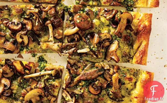 Pizza au Pesto aux Quatre Champignons