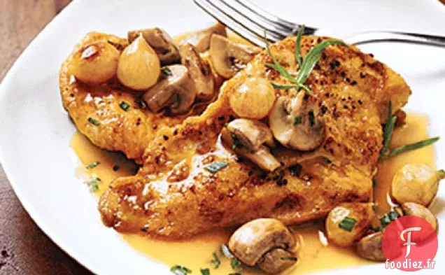 Escalopes de Poulet à la Sauce à l'Estragon et aux Champignons