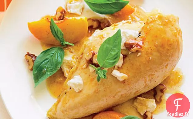 Poulet Rôti aux Pêches, Noix et Basilic