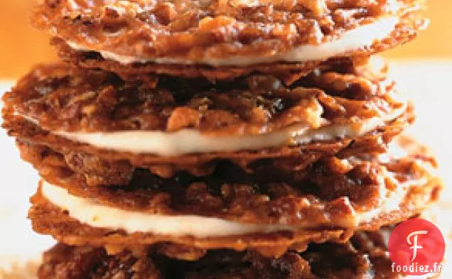 Biscuits Sandwich à la Dentelle aux Pacanes et Crème au Beurre Orange