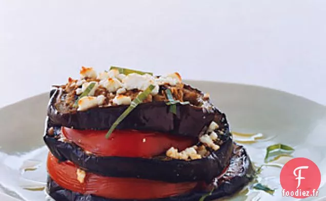 Piles d'Aubergines grillées à la Tomate et à la Feta
