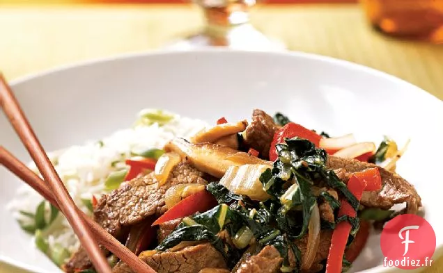 Steak, Shiitake et sauté de Bok Choy