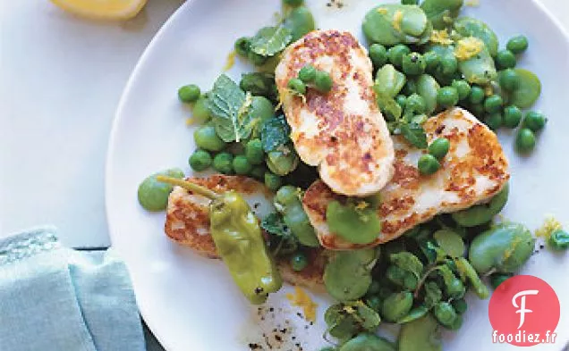 Fromage Halloumi Grésillant aux Fèves et à la Menthe