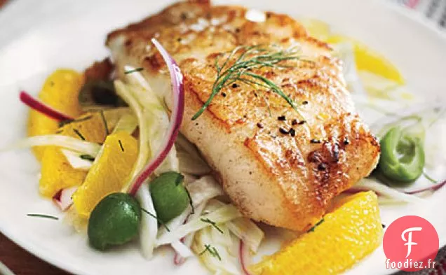 Bar Blanc avec Relish Orange-Fenouil