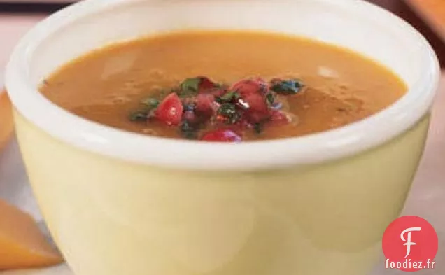 Soupe aux Carottes et Patates Douces avec Relish aux Canneberges