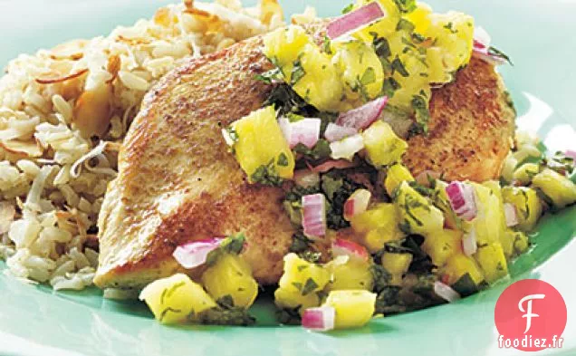 Poulet Poêlé au Cumin et Salsa Ananas-Menthe