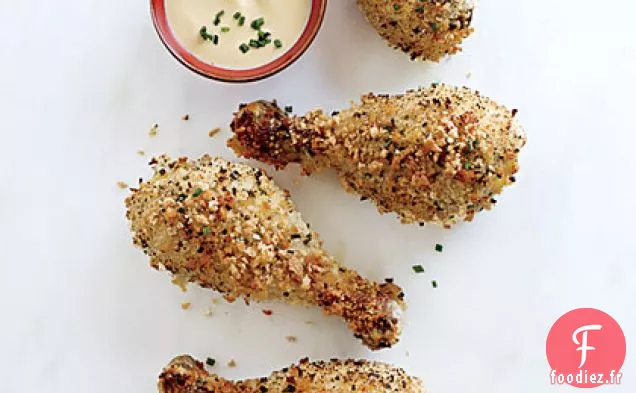 Pilons de Poulet en Croûte de Panko avec Trempette Miel-Moutarde