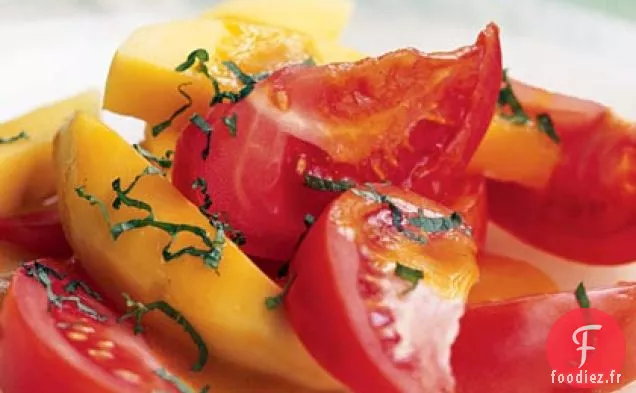 Salade de Tomates et Mangues avec Vinaigrette Curry-Orange