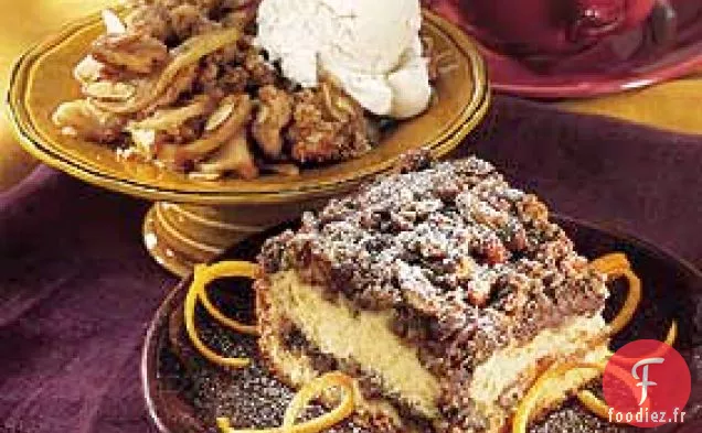 Gâteau au Café à la Crème Sure et à l'Orange avec Streusel au Chocolat et aux Pacanes