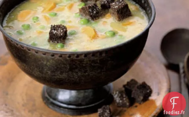 Soupe de Pois cassés aux Croûtons de Pumpernickel