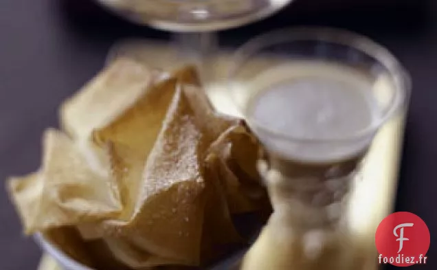 Clafoutis aux Poires avec Chips Phyllo, Sauce au Cidre et Sorbet au Coing