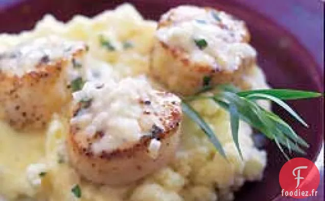 Pétoncles avec Purée de Pommes de Terre à la Sauce à l'Estragon