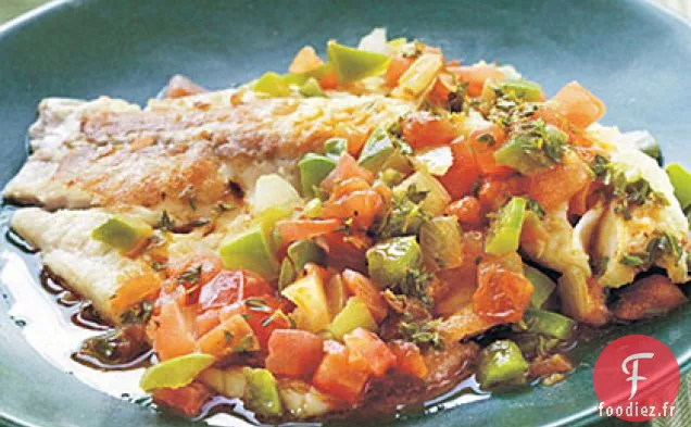 Filets de Tilapia de Louisiane Épicés avec Relish de Légumes Sautés