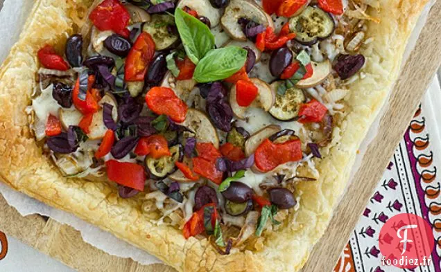 Tarte Feuilletée aux Oignons et Aubergines Caramélisées