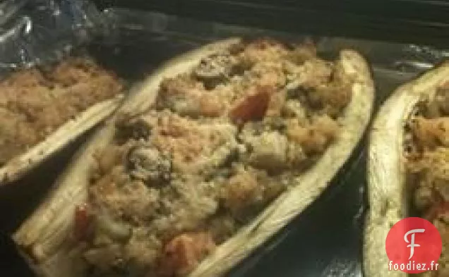 Aubergines Farcies aux Crevettes et au Basilic