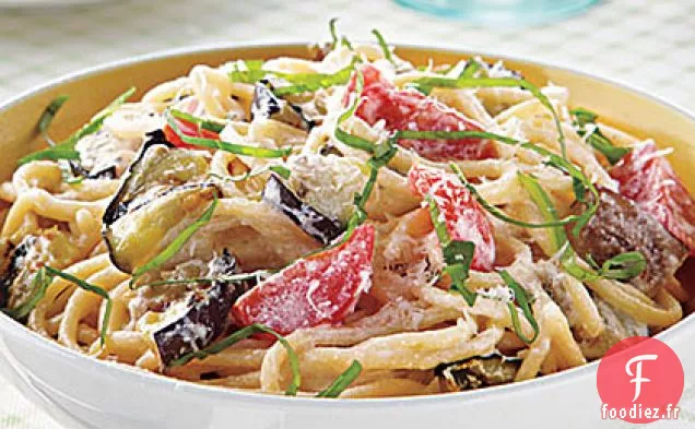 Spaghetti aux Aubergines, Ricotta et Tomates