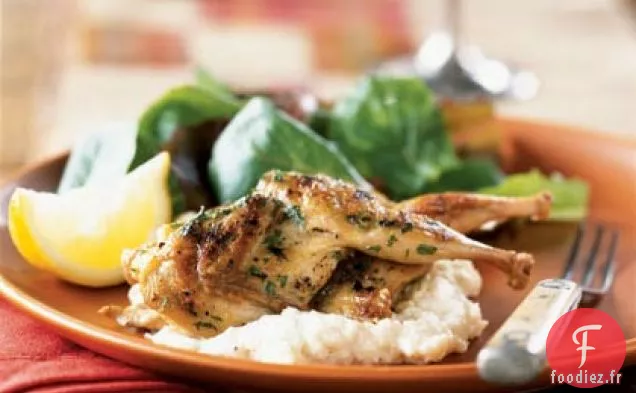 Caille Grillée à la Polenta Blanche