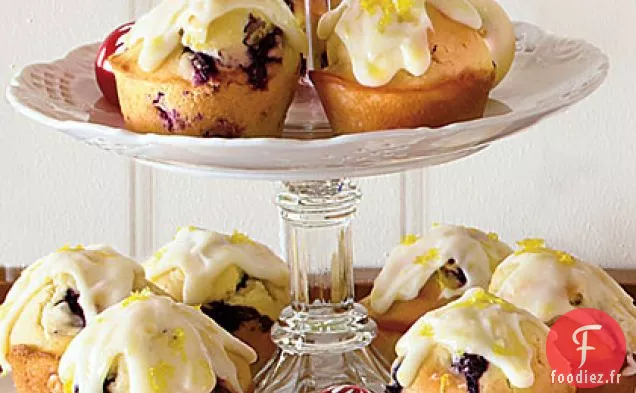 Muffins aux Myrtilles avec Glaçage au Fromage à la Crème au Citron