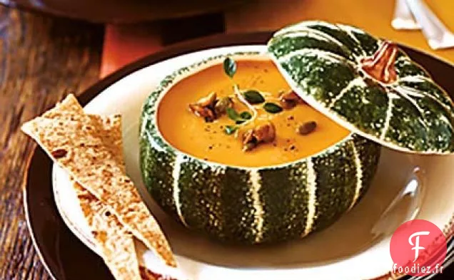 Soupe à la Citrouille aux Graines de Citrouille Confites