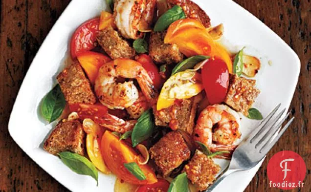 Panzanella de Tomates aux Crevettes et au Basilic