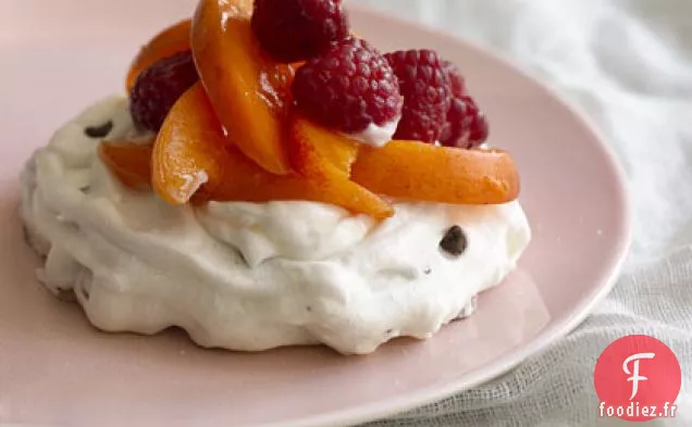 Pavlovas aux Pépites de Chocolat Aux Framboises et aux Abricots