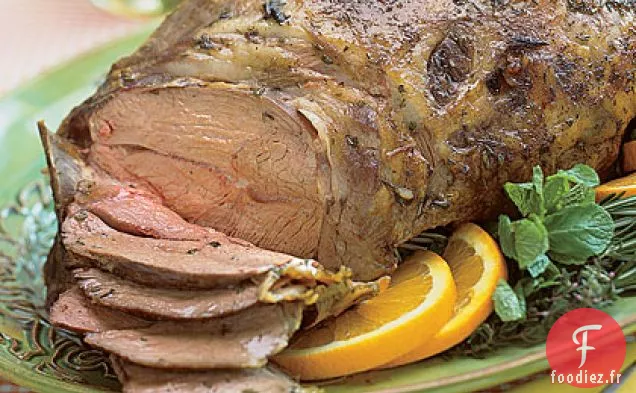 Gigot d'Agneau Rôti à la Menthe Fraîche