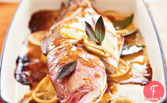 Vivaneau de Citron Entier Rôti avec Glaçage Citron-Abricot