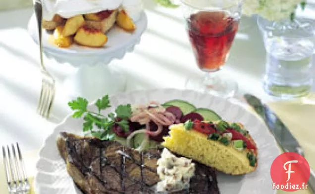 Steaks d'Entrecôte Grillés au Caryer et Beurre de Lard-Mélasse