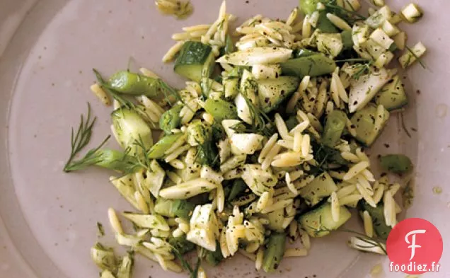 Salade d'Orzo, Haricots Verts et Fenouil au Pesto à l'aneth
