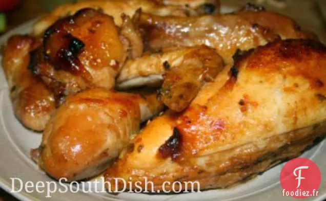 Poulet Cuit au four avec Glaçage au Miel, à l'Orange, à l'Ail et au Gingembre