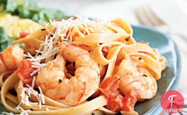 Crevettes épicées et Fettuccine