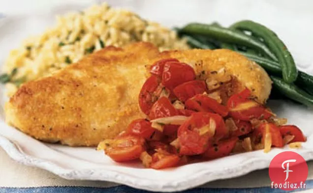 Paillards de Poulet au Parmesan et Sauce Tomate Cerise