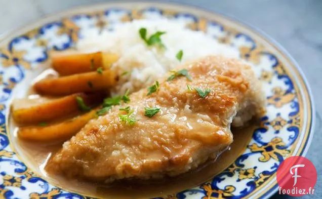 Poulet et Pommes à la Sauce Moutarde au Miel