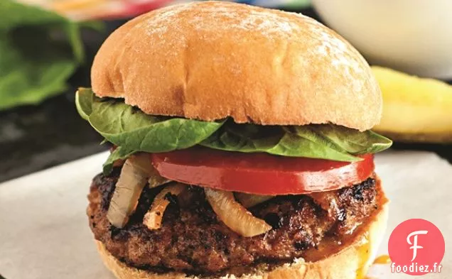 Burgers de Porc aux Pommes Épicés à la sauce à l'Érable et à la Dijon