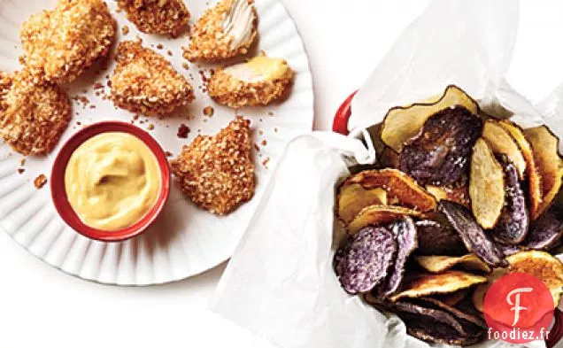Nuggets de Poulet aux Croustilles Croustillantes et Moutarde au Miel
