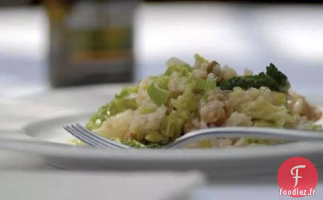Risotto aux Poireaux, Chou de Savoie et Noix