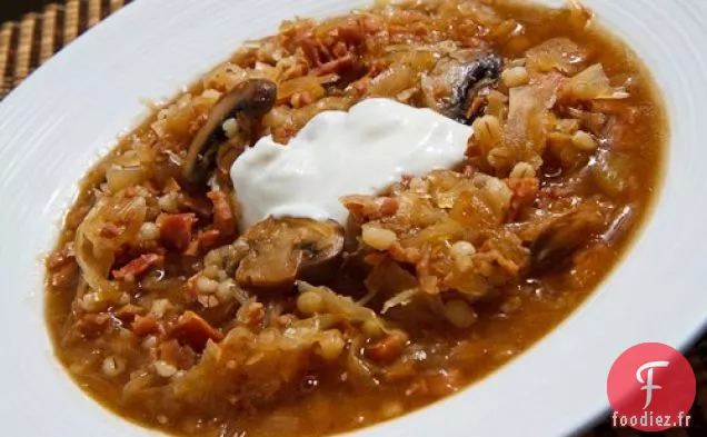 Soupe de Choucroute au Jambon et aux Champignons