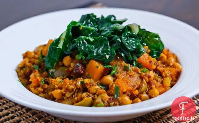 Tajine de Courge Musquée Marocaine, Pois Chiches et Quinoa