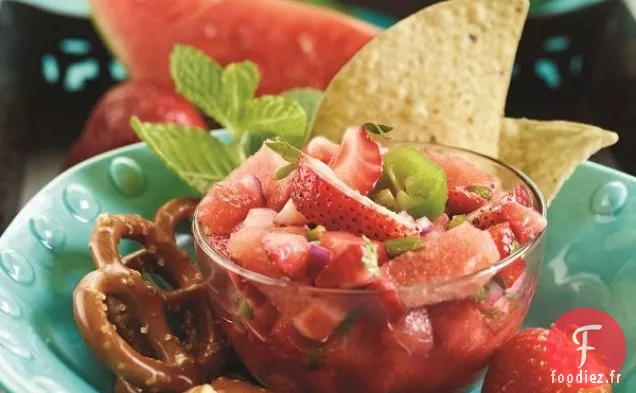 Salsa Pastèque à la Fraise Et à la Menthe