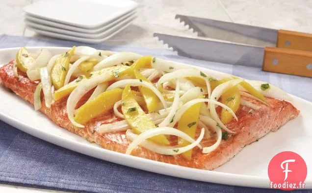 Saumon à la Mangue, Gingembre et Oignons Vidalia