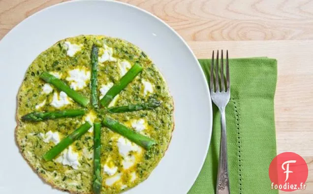 Omelette au Pesto avec Asperges et Fromage de Chèvre