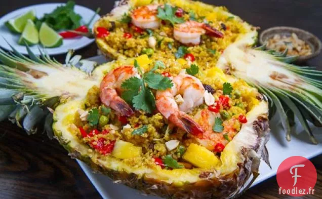 Quinoa Frit à l'Ananas et aux Crevettes