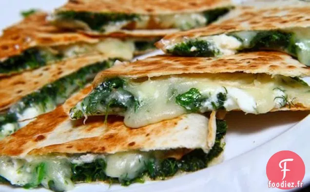 Quesadillas aux épinards et à la Feta